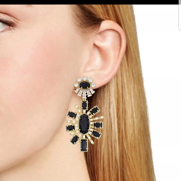 Kendra Scott Statement Earrings Blue Sandstone - Picture 4 of 8